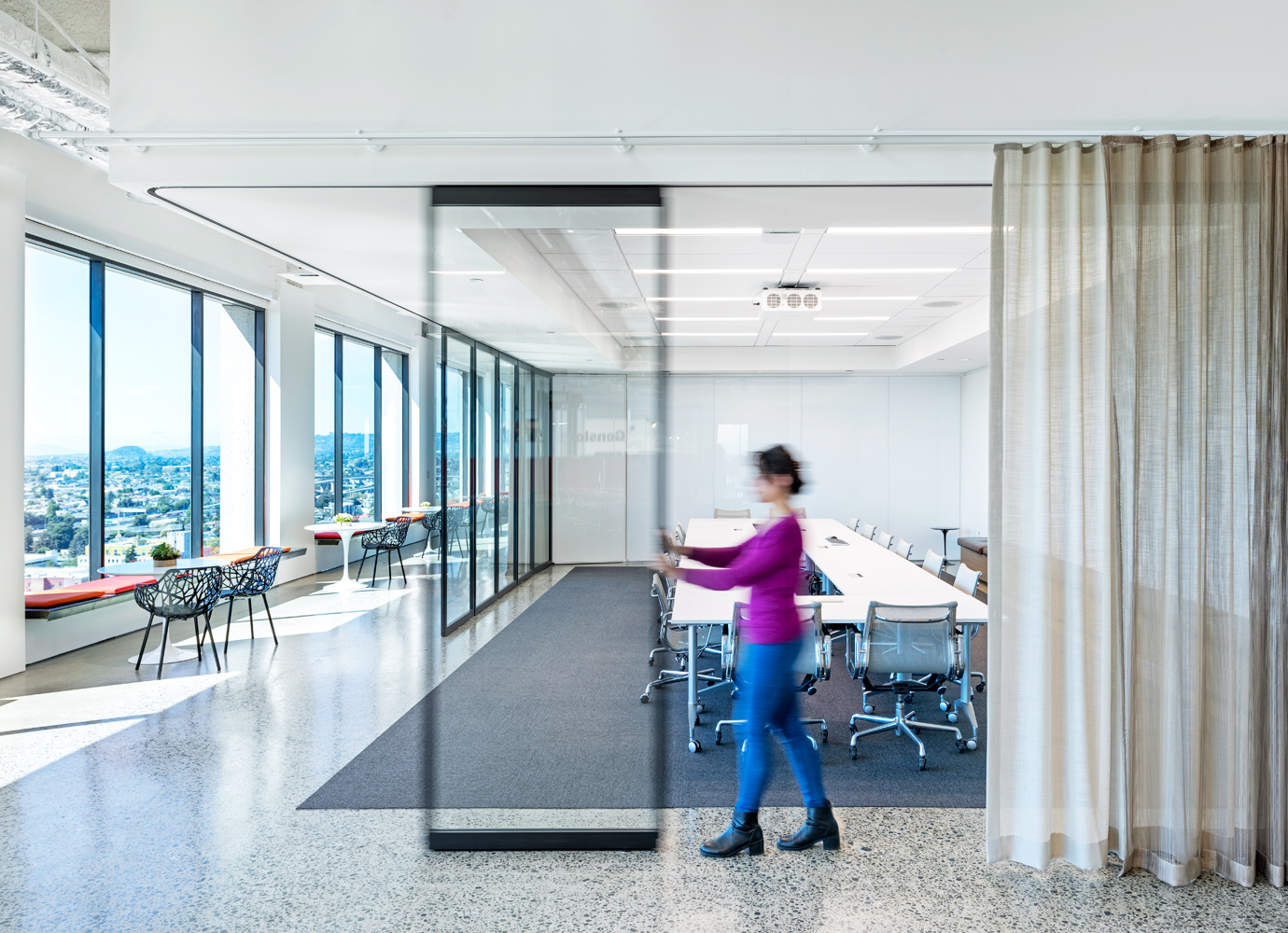 Gensler Architects Office, Oakland, CA | Sliding Stacking Wall W/90 Degree Corner Turn