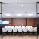 Conference room fixed panels, sliding doors | Acxiom Corporate Headquarters | Wide Opening Without Tracks on the Floor | Architect: Amy Lopez-Cepero Architects