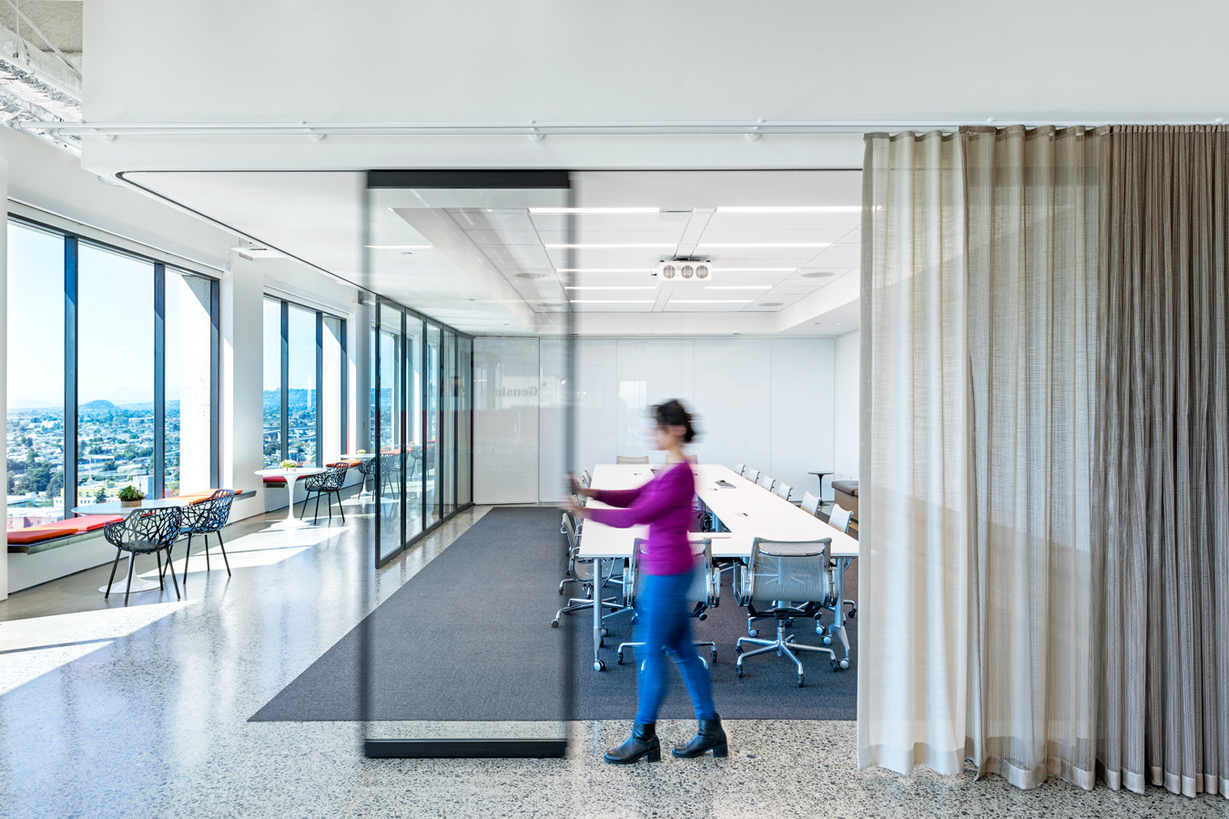 Gensler Architects Office, Oakland, CA | Sliding Stacking Wall W/90 Degree Corner Turn